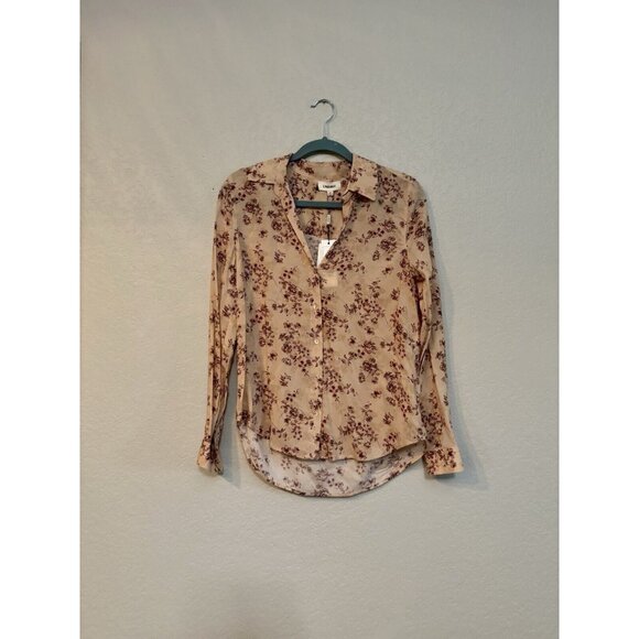NWT L’Agence Button Down Top Floral Tan Sz XS - Picture 1 of 6
